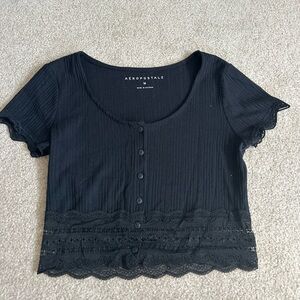Aeropostale Black Mesh button down shirt